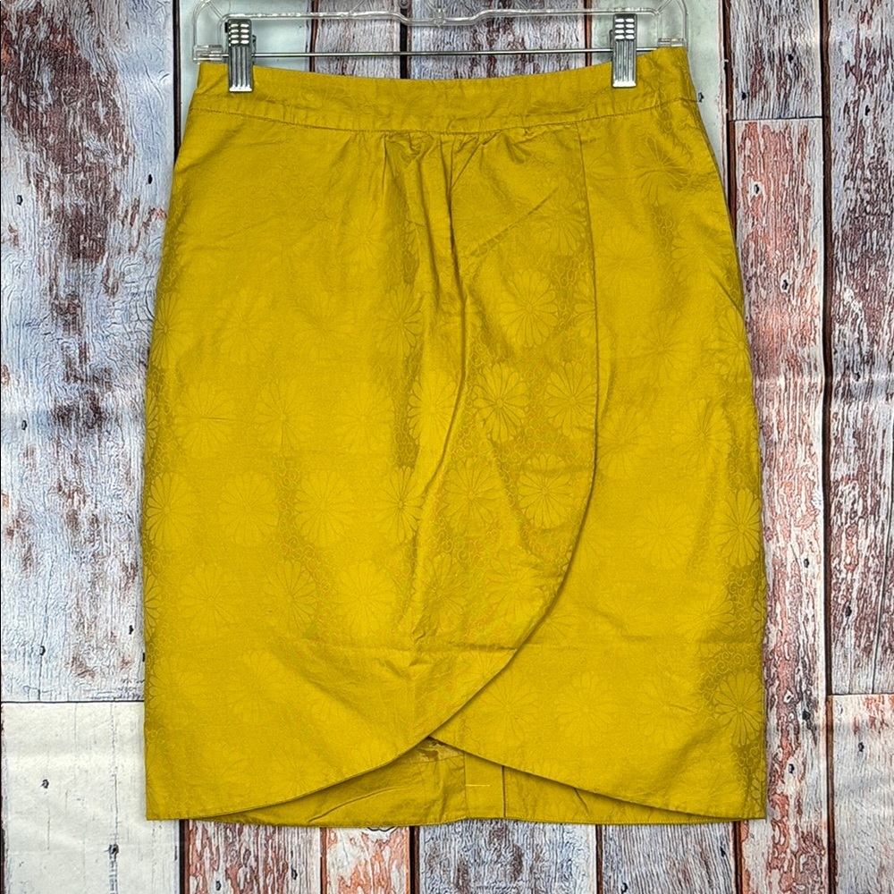 Anthropolologie Edme & Esyllte Tulip Skirt Mustard Yellow Size‎ 2 Floral Mini